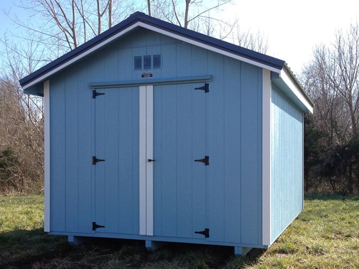 Light Blue, white, and charcoal wood economy cabin