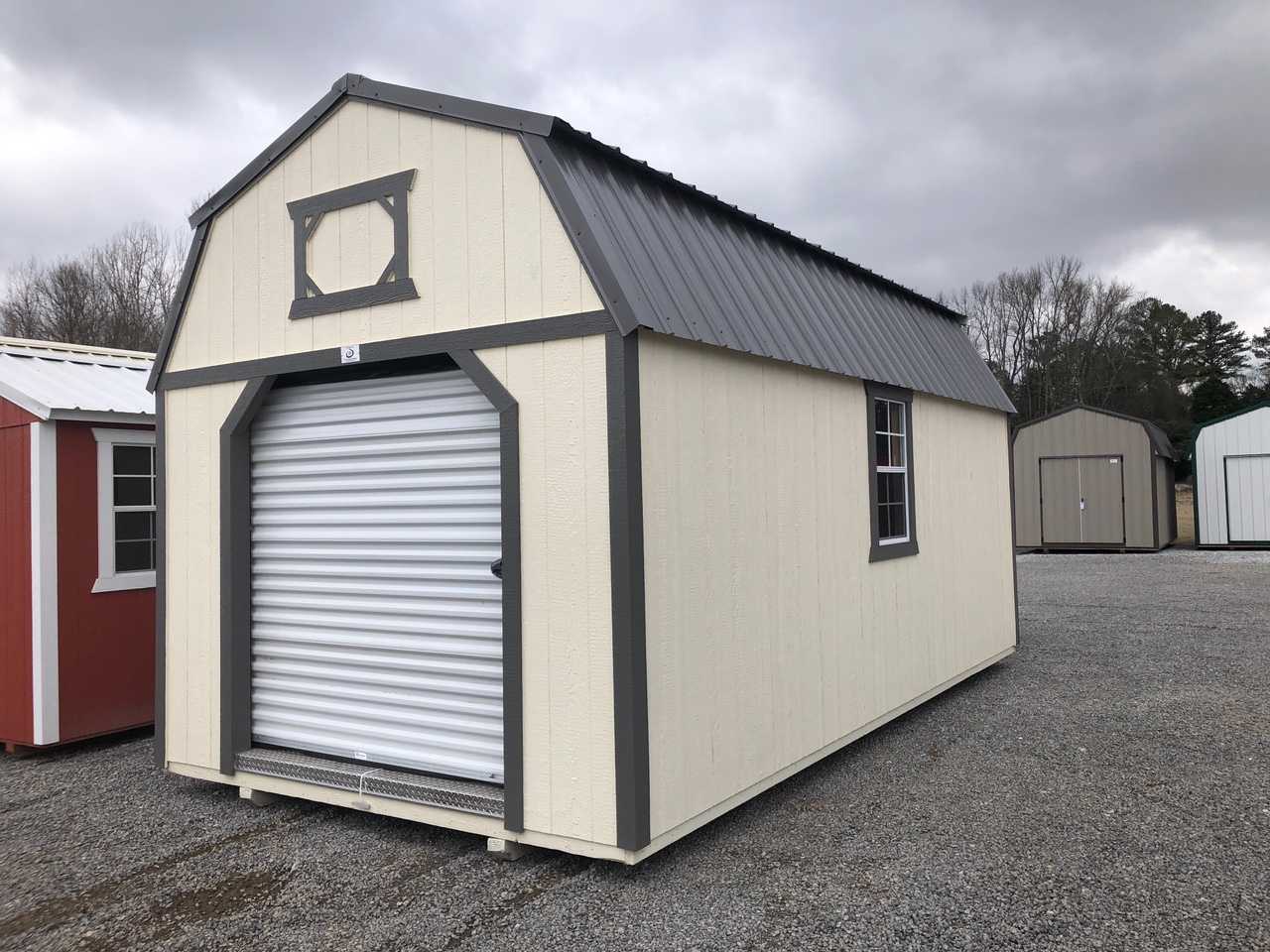 Ext. of 10x20 Lofted Barn Garage, Ivory, Charcoal, Charcoal