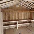 12x24 Wood Utility Garage Interior, 2 Windows, Loft, Double Shelves, 6' Workbench