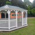 10x16 White Value Vinyl Gazebo with Green Metal Roof