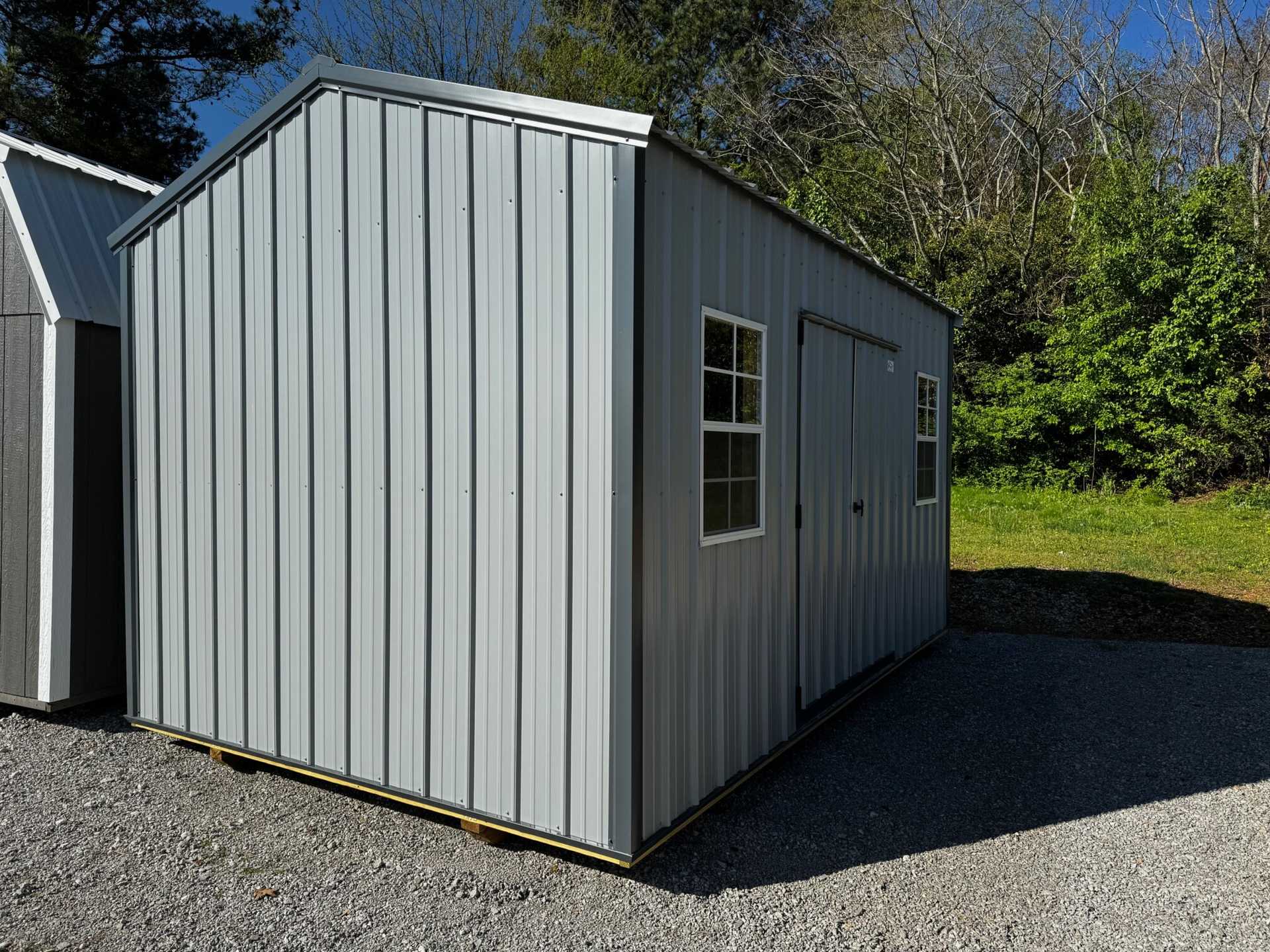 Ext. of 10x16 Classic Metal Garden Shed, Light Gray, Slate Gray, Slate Gray