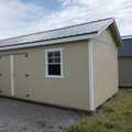 12x24 Wood Utility Garage Exterior, Stone/White/Charcoal,, Double Doors, 2 Windows
