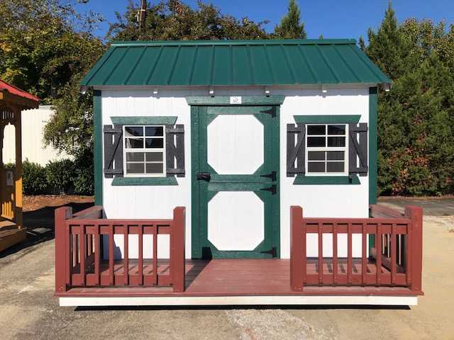 Ext. of 10 x 10 Playhouse, White, Forest Green, Forest Green
