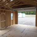 12x24 Wood Utility Garage Interior, Overhead Garage Door, Double Doors, 2 Windows